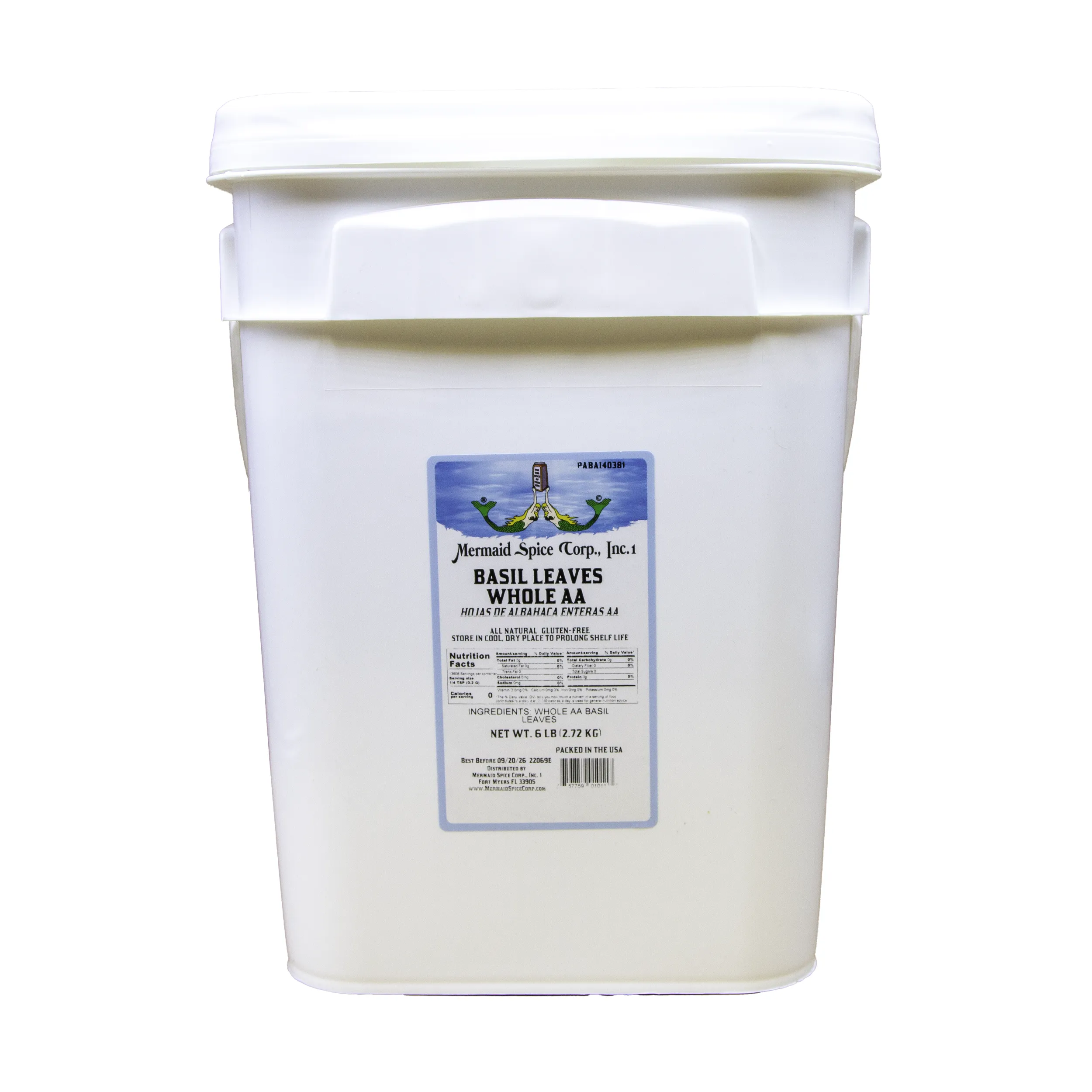 BASIL LEAVES WHOLE AA 6 LB PAIL