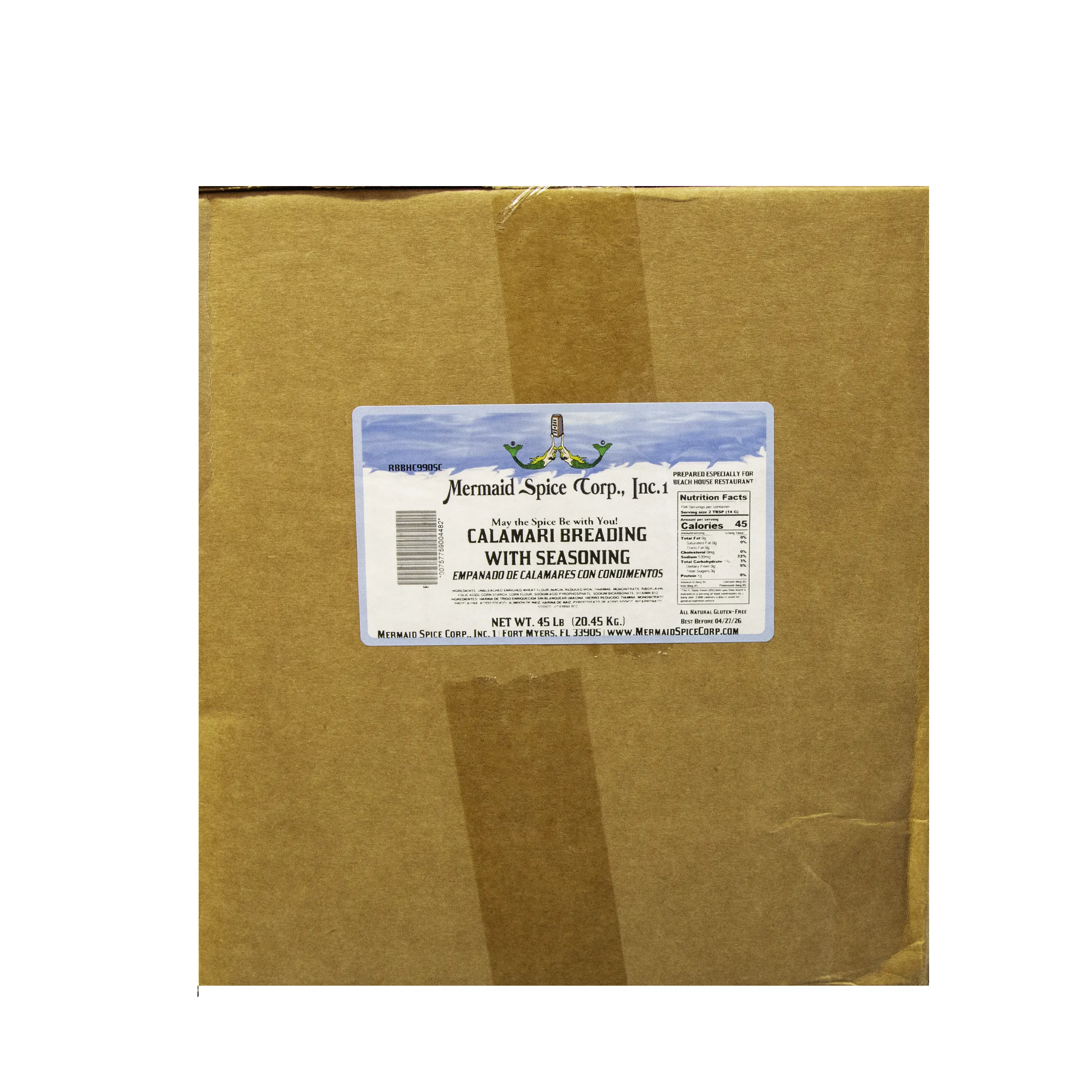 MERMAID BRAND BREADING  WITH SEASONING  45 LB  BOX